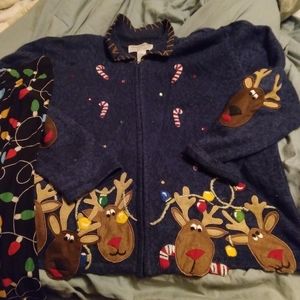 Raindeer cardigon and light bulb leggings size lg/xl